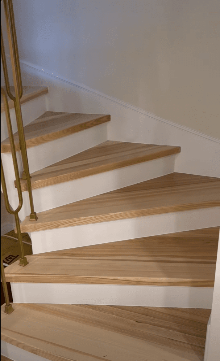 Ash staircase — brass railing